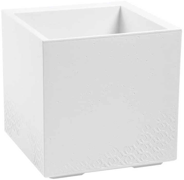 LAMELA Donica plastikowa Karo 39 x 39 cm biała imitacja betonu