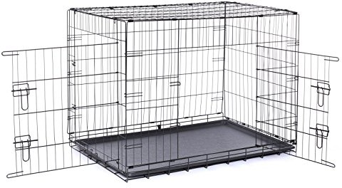dibea skrzynka transportowa dla psów i małych zwierząt, stabilne pudełko z mocnego drutu, składana/składana, 2 drzwi, z podstawą (rozmiary do wyboru, S-XXXL) DC00494