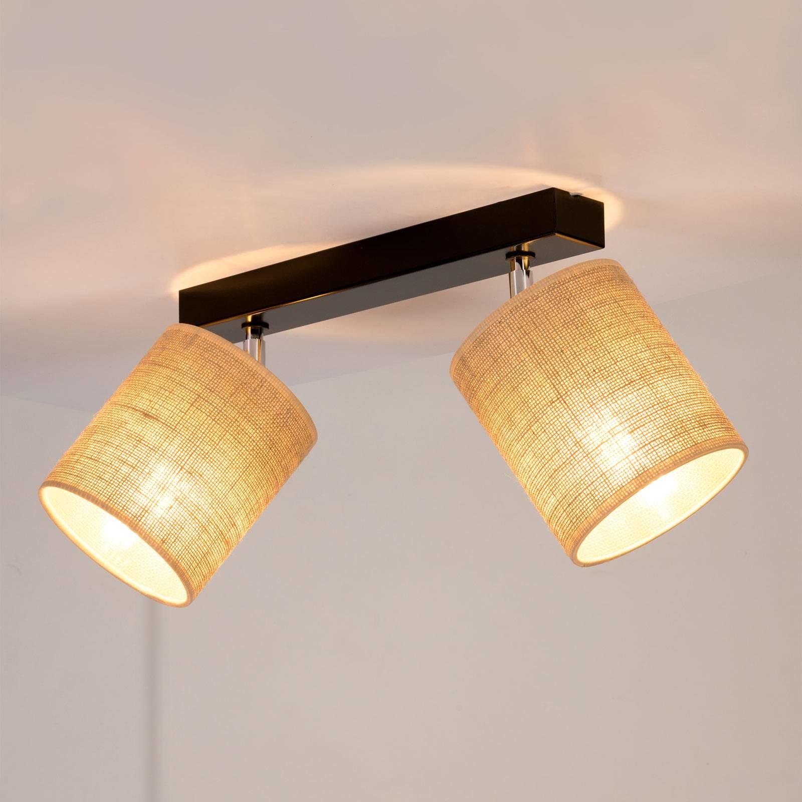 EULUNA Lampa sufitowa Jute tekstylne klosze, 2-punktowa