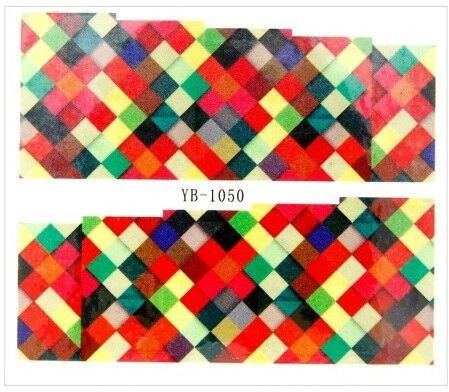 Allepaznokcie Naklejki wodne do paznokci arkusz 6,5 x 5,5 cm na 10 palców yb Nr 1050