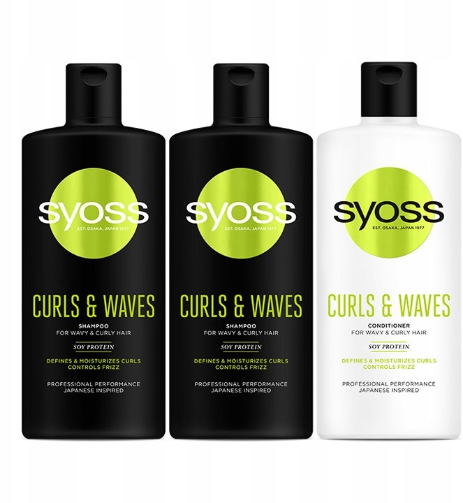 Syoss Curls Szampon Odżywka do Włosów Kręconych x3