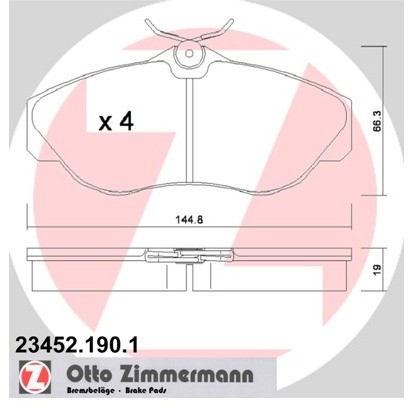 ZIMMERMANN Zestaw klocków hamulcowych, hamulce tarczowe 23452.190.1