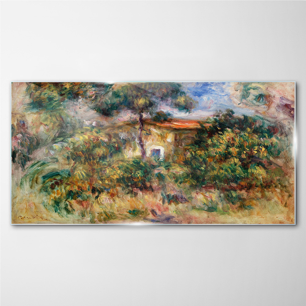 PL Coloray Obraz na Szkle drzewa dom krzewy 100x50cm