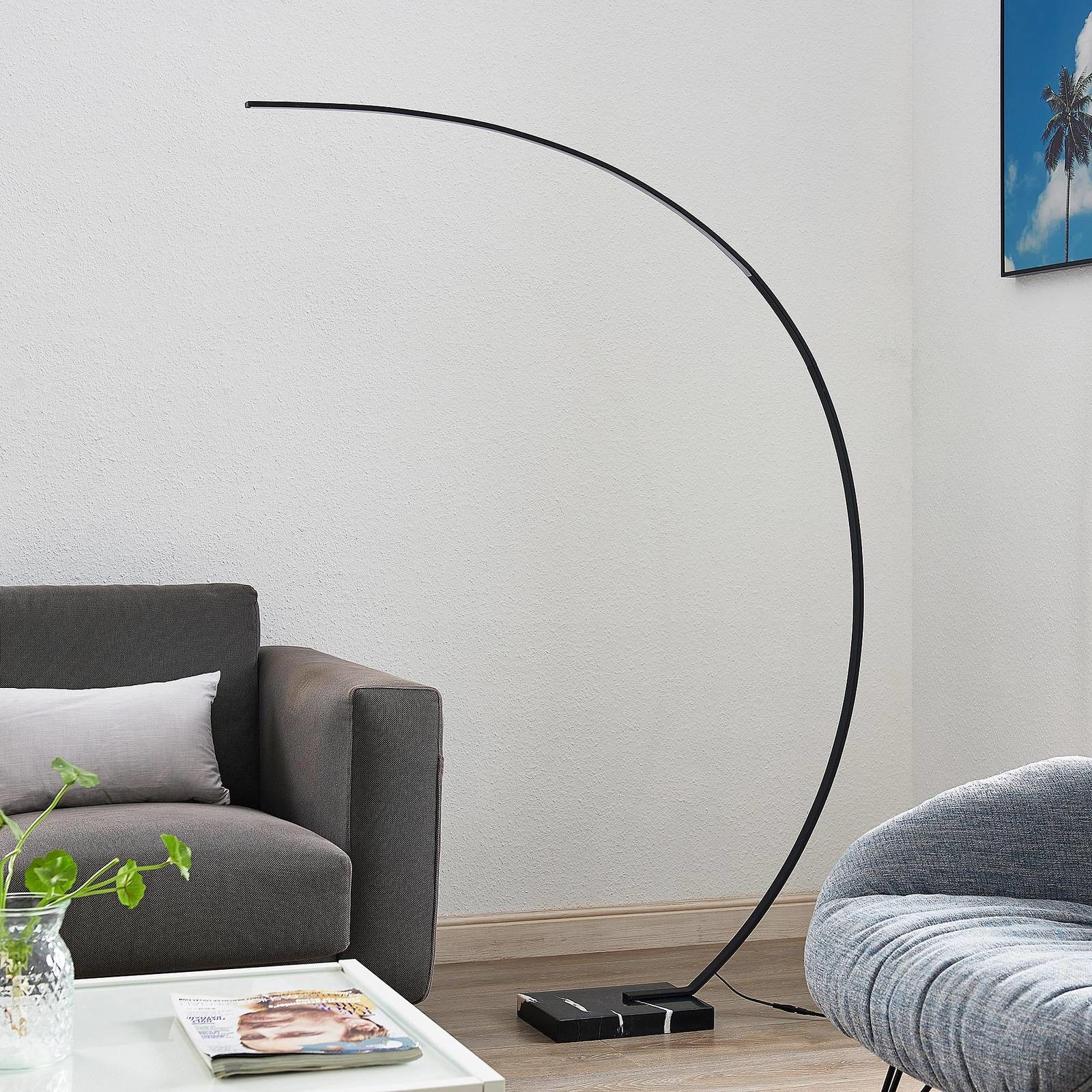 LINDBY Lindby Kendra lampa łukowa stojąca LED, czarna