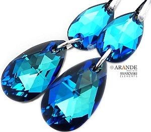 Swarovski piękne długie kolczyki BERMUDA BLUE