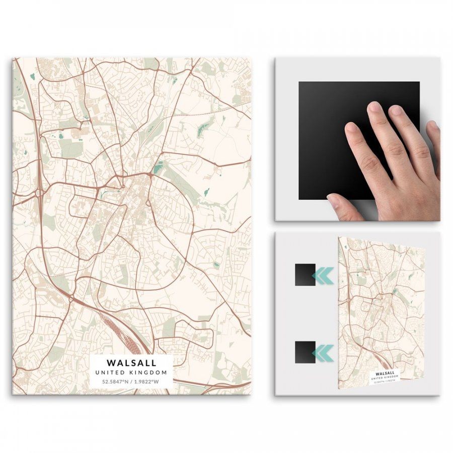 Pix4home Plakat metalowy Mapa Vintage Walsall M POS-M-04215