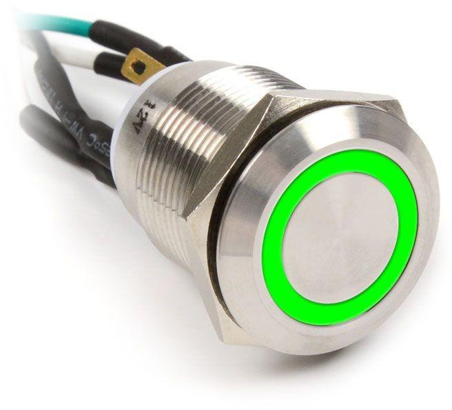 Impactics Przycisk Power do komputera 19mm IP67 zielony LED LAN_22_IP67_VA_GR_1 LAN_22_IP67_VA_GR_1