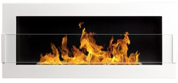 Opinie o Biokominek wiszący z szybą 900 x 400 mm biały połysk