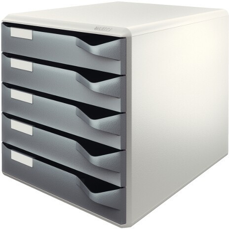 Leitz 52800089 zestaw szuflad Post zestaw, 5 szuflady, jasnoszary/ciemnoszary 52800089