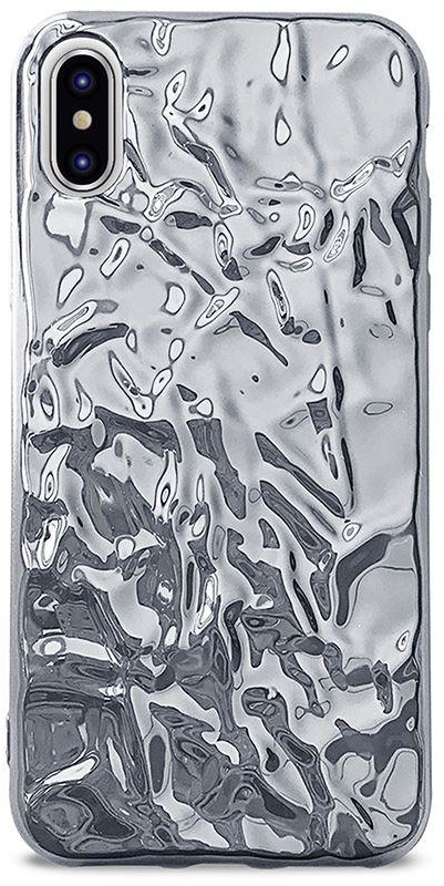PURO Glam Metal Flex Cover - Etui iPhone X (metaliczny efekt srebrny) IPCXMETALF1SIL