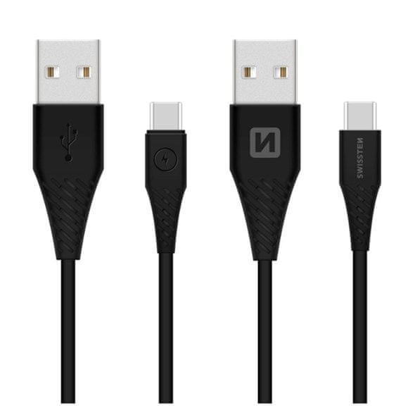 Фото - Зарядний пристрій Swissten Czarny Kabel USB - USB-C 1,5m 2,4A 9mm 