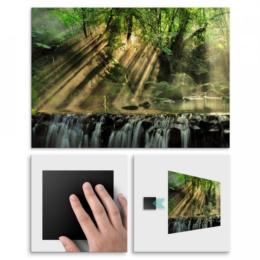 Pix4home Plakat metalowy promienie słońca w lesie M POS-M-02013