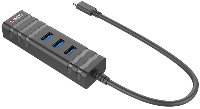 Lindy 43249 Rozdzielacz hub) USB 3.1 z Gigabit Ethernet LY-43249