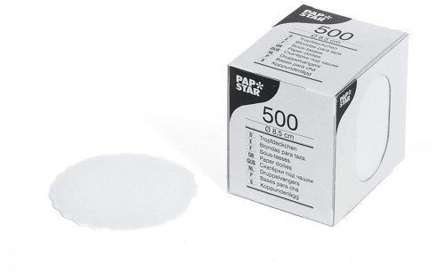PAPSTAR Papstar tassendeckchen okrągły, weiá, średnica: 8,5 cm 5068601
