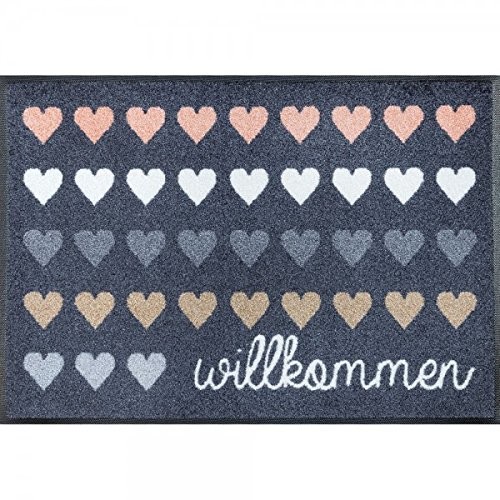 Wash&Dry wash + dry 078999 wycieraczka w serca z napisem Willkommen, 50 x 75 cm 078999