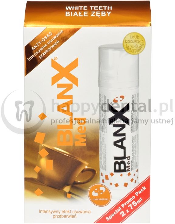 Coswell BLANX Anty-Osad DWUPAK pasta 75ml - pasta wybielająco-ochronna usuwająca przebarwienia, dla palaczy i kawoszy