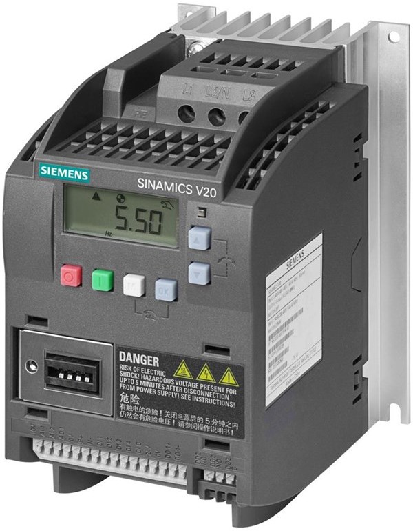 Siemens Sinamics v20 1ac200-240v -10/+10% 47-63hz rated power 0.75kw 6SL3210-5BB17-5BV1