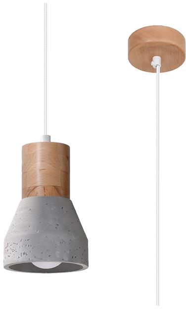 Sollux Lighting Lighting Lampa wisząca QUBIC szara beton naturalne drewno zwis lampa sufitowa LED LIGHTING SL.0963