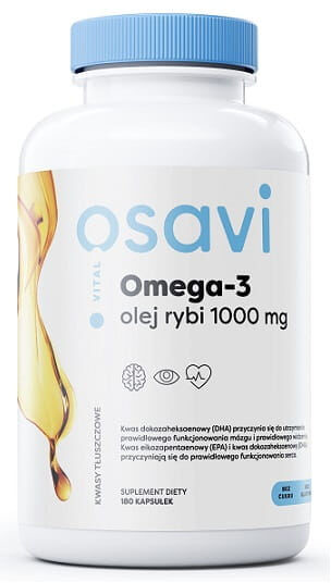 OSAVI Omega-3 Olej Rybi 1000mg 180 Kapsułek żelowych Cytryna