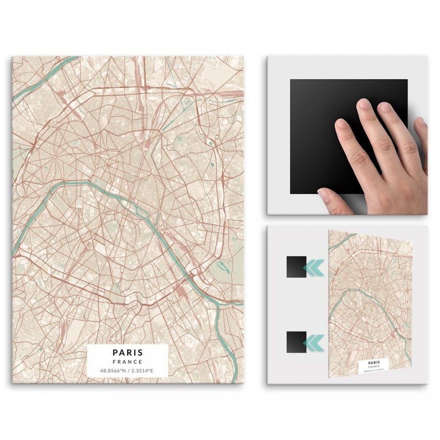 Pix4home Plakat metalowy Mapa Vintage Paryż L POS-L-03601