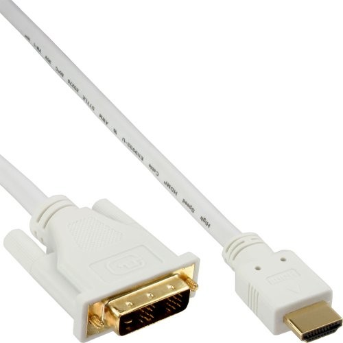 InLine HDMI-DVI wire  biały/złoty  wtyczka HDMI na wtyk DVI 18 + 1  5 m, 17665u