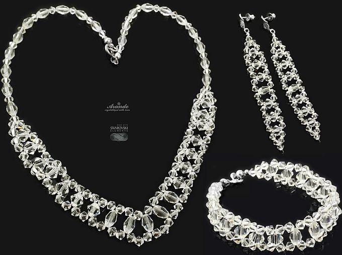 Arande SWAROVSKI PIĘKNY KOMPLET CRYSTAL SREBRO ŚLUB 4243365831