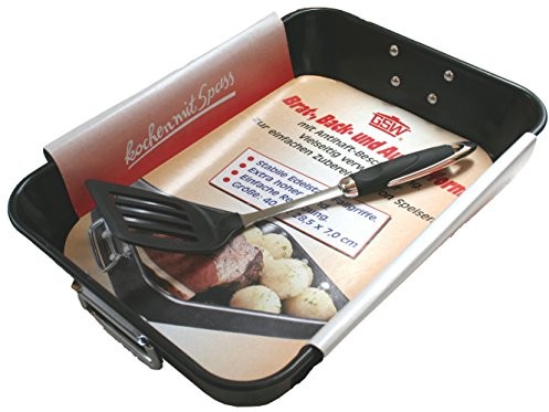 GSW Stal węglowa GSW 410472 backund naczynie do zapiekania z użytkowników końcowych backund naczynie do zapiekania 40 x 28,5 x 7,0 cm z uchwytem, łopatka kuchenna, nierdzewna, czarna, 40,5 x 28,5 x 7,0 cm