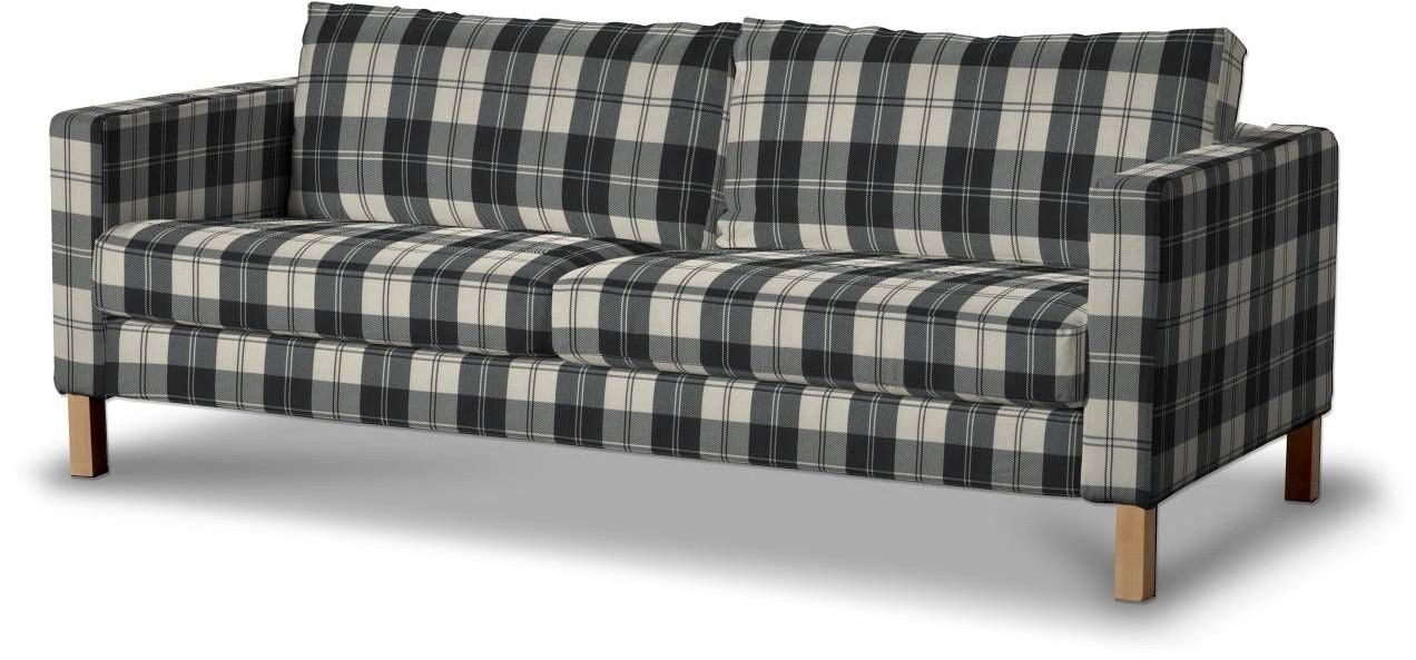 Dekoria Pokrowiec na sofę Karlstad rozkładaną krótki krata czarno-biała Sofa Karlstad 3-os rozkładana Edinburgh 1017-115-74