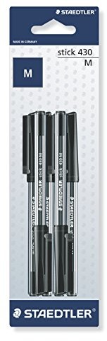 Staedtler 430 m9bk6 Stick ball point Pen szerokość linii M, 0.45 MM, 6 sztuki w kartę blistrową, czarny 430M9BK6D