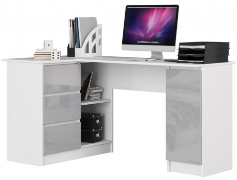 Narożne biurko biały + metalik połysk Osmen 5X