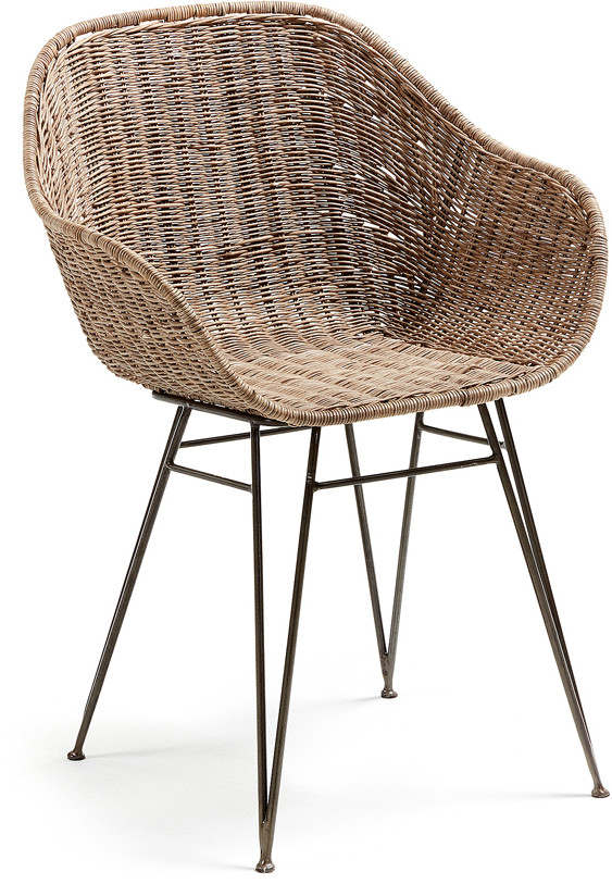 CHARLEY La Forma Fotel  Metal Grey Natural Rattan Cc0073fn46  80,0x60,0/Krzesło