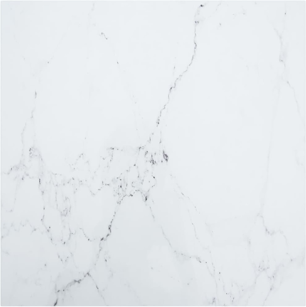 vidaXL Lumarko Blat stołu, biały, 80x80 cm, 6 mm, szkło ze wzorem marmuru 322257