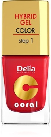 Delia Cosmetics Cosmetics, Coral Hybrid Gel, lakier do paznokci nr 01 czerwony, 11 ml