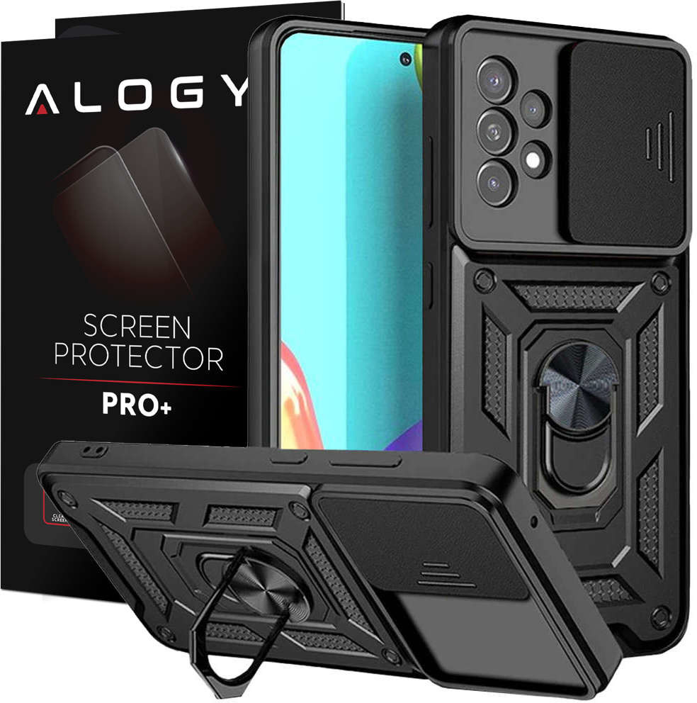 Alogy Etui Camshield Stand Ring z osłonką na aparat do Samsung Galaxy A73 A73 5G + Szkło