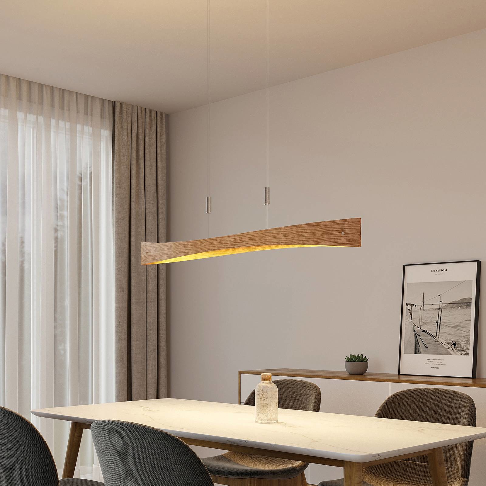Lindby Beazina lampa wisząca LED, dąb
