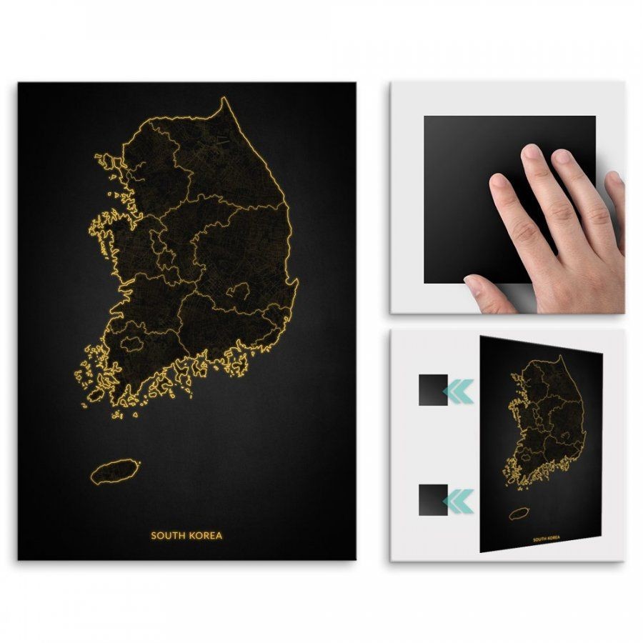 Pix4home Plakat metalowy Mapa City Lights Korea Południowa M POS-M-04281