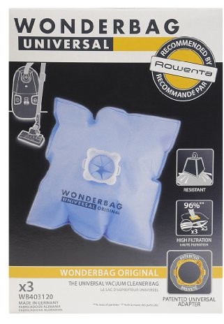 Universal WB403120 worki do odkurzacza Original Wonderbag, 3 worki i 1 adapter WB403120