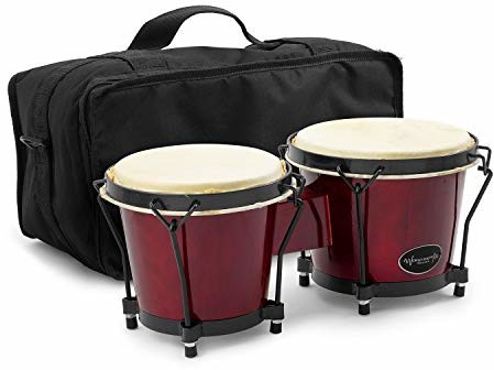 World Rhythm World Rhythm BON7 15 cm i 18 cm Dąb Początkujący Bongo bębny w kolorze czerwonego wina z wyściełaną torbą na Gig Bag BON7RD-BG
