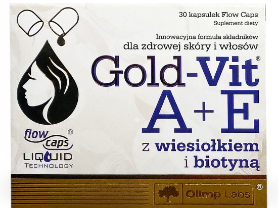 Olimp GOLD-VIT A+E z olejem z wiesiołka i biotyną, 30 Kapsułki