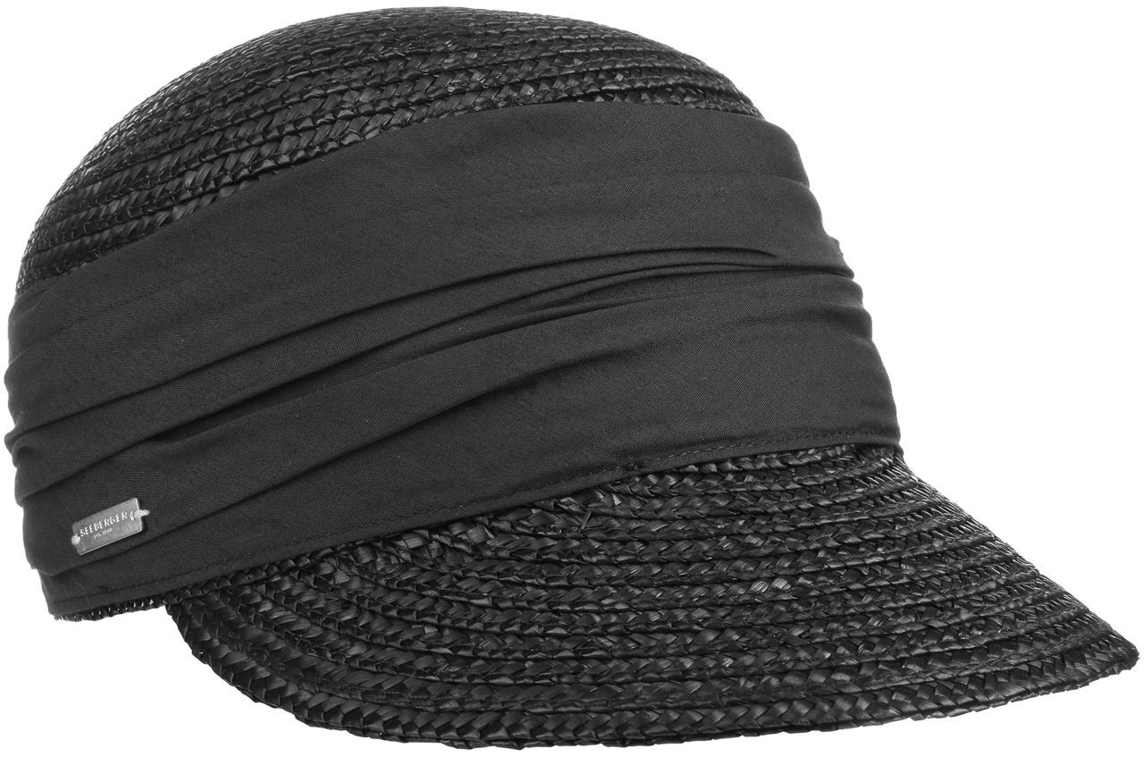 Seeberger Czapka z Daszkiem Słomiana Grace by czarny, One Size