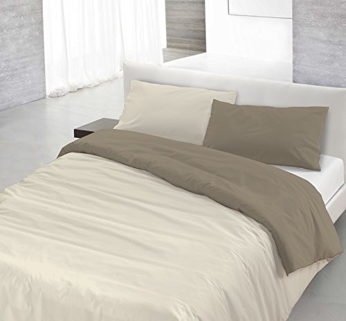 Italian Bed Linen 8058575000019 zestaw pościeli z zamkiem na kołdrę i poszewki na poduszkę, jednokolorowy, dwustronna, 100% bawełna 8058575000569