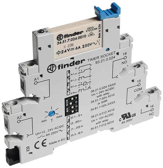Finder Przekaźnikowy moduł sprzęgający 38.21.0.024.8240 Moduł sprzęgający, zwierny 1 NO (SPST-NO) wyjście 2A-240V 24 V AC/DC 38.21.0.024.8240 38.21.0.024.8240
