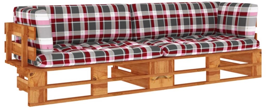 vidaXL Sofa 2-os. z palet, z poduszkami, miodowy brąz, drewno sosnowe