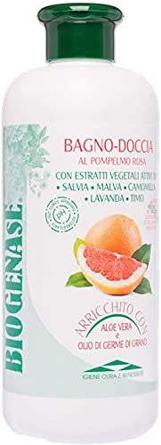 Bioderm BIODERMOCOSMETICI Biogenase - Żel pod prysznic z różowym grejpfrutem - Naturalny żel pod prysznic wzbogacony ekstraktem z aloesu i kiełków pszenicy - Nawilżający, relaksujący i uspokajający żel do kąpieli