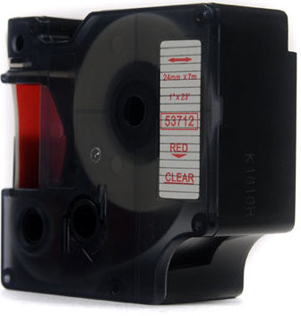 Dymo JetWorld Taśma D1 Czerwony na Przezroczystym 24mm x 7m 53712) stron JWT-D53712N