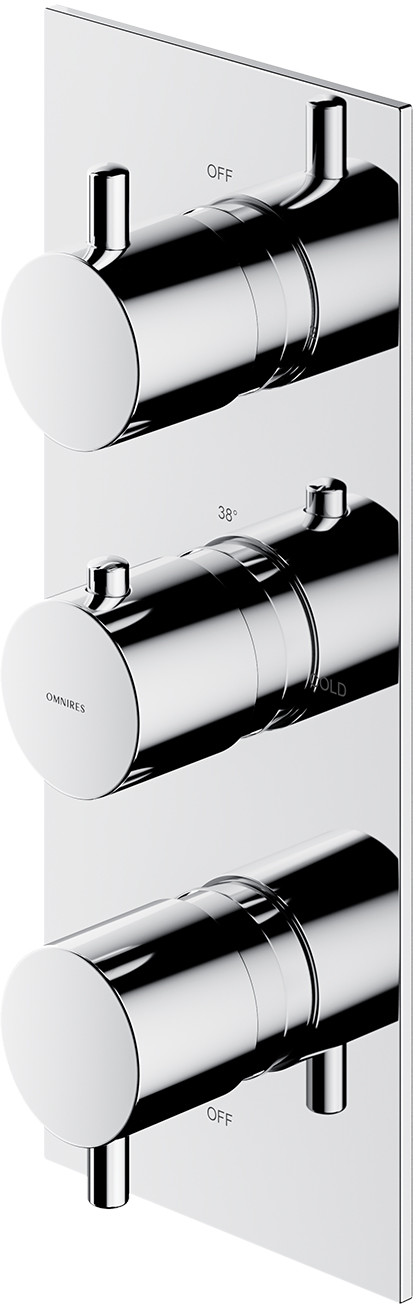 Omnires Y termostatyczna bateria prysznicowo-wannowa podtynkowa 3-wyjściowa element natynkowy chrom Y1238/KROCR 5902539833577