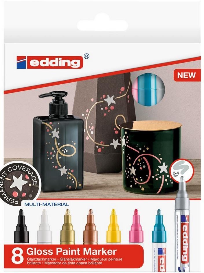 Edding Markery olejowe 750 - kolorowe - zestaw 8 szt 750/8S SORT