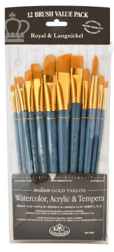 Royal Langnickel Royal & produkowanymi przez Niklowo-grillowanie stanie się proste-9306  Medium złoty taklon 12-częściowy zestaw pędzli RSET-9306