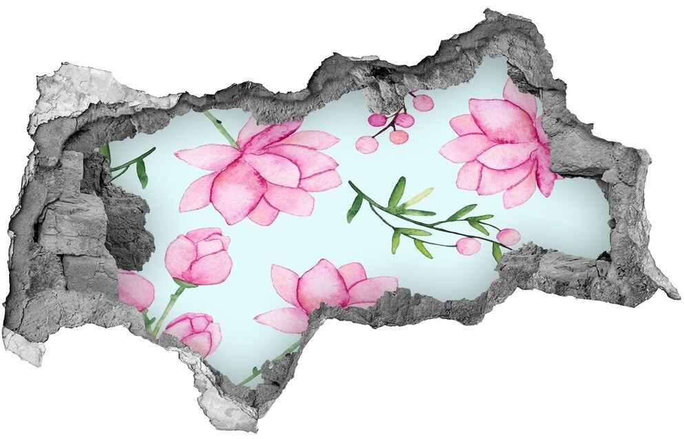 Wallmuralia.pl Naklejka 3D dziura na ścianę Kwiaty i jagody