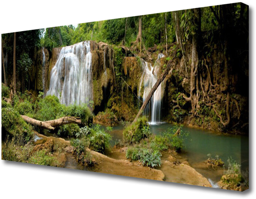 PL Tulup Obraz na Płótnie Wodospad Rzeka Las Natura 120x60cm